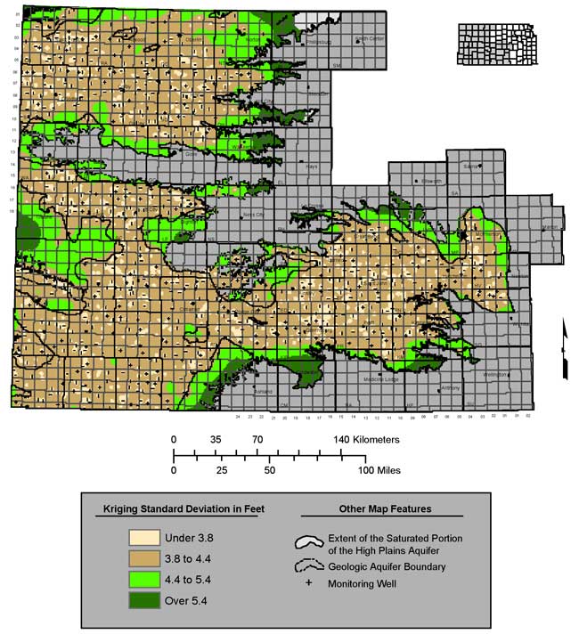 Std. Dev. is consistantly under 4.4 for much of area; rises on the edges.