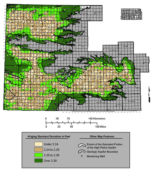 Std. Dev. is consistantly under 2.25 for much of area; rises on the edges.