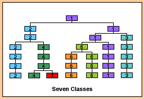 Ward clustering algorithm showing seven classes