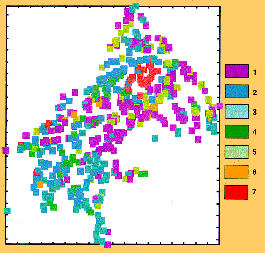 color classification map of cluster data