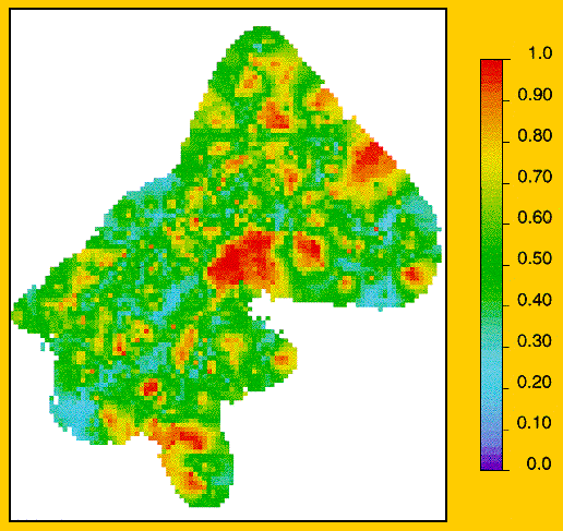 color map showing probability of correct classification