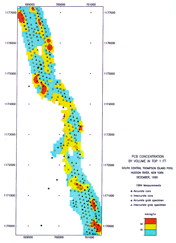 color map showing PCB in top 1 foot.