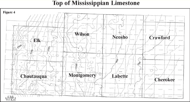 Black and white contour map of Mississippian Basement