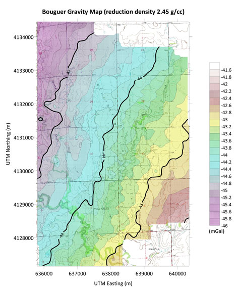 Map of Bouguer Gravity.