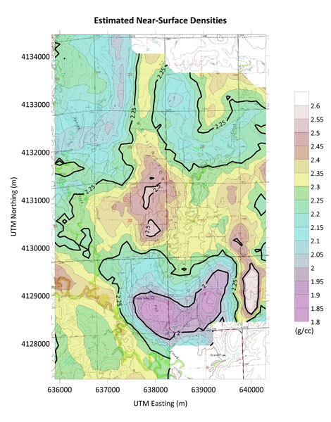 Map of estimated near-surface densities.