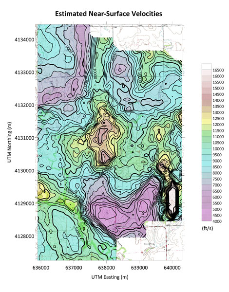 Map of estimated near-surface velocities.