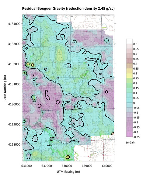 Map of Residual Bouguer Gravity.