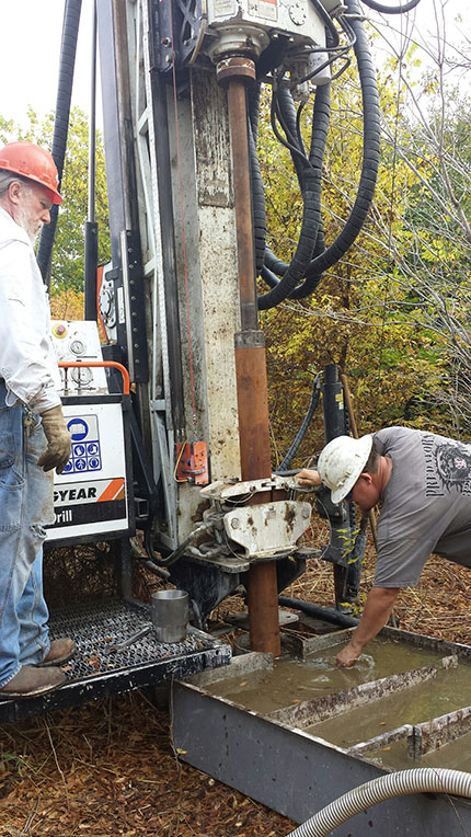 Drilling water sampling wells under way.