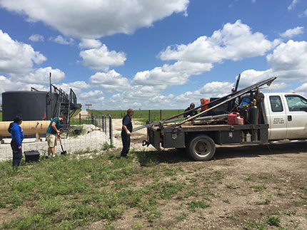 Berexco field crew assisted with moving one of the KGS seismometer stations.