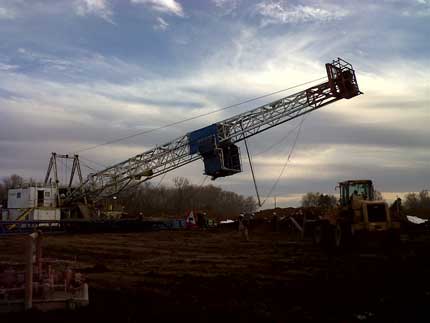 Setting up drill rig.