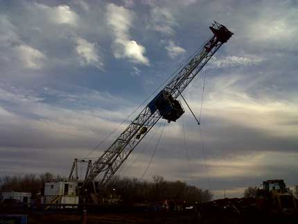 Setting up drill rig.