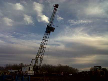 Setting up drill rig.