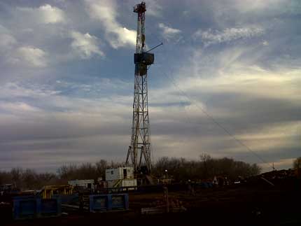Setting up drill rig.