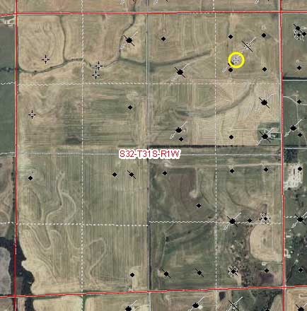 Image of aerial photo showing well location.
