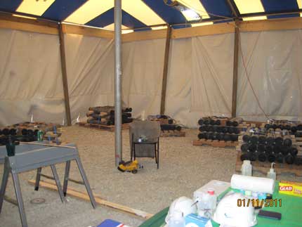View of core in tent.