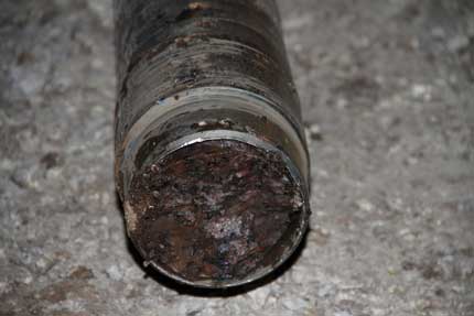 Core in liner showing fresh break.