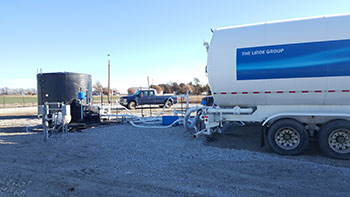 CO2 transfer pump from Linde delivery truck to on-site storage tanks.