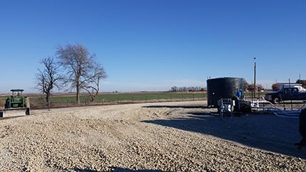 North side of the facility area. Shows plenty of space for trucks to move in and out.