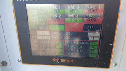 Photo of the main control screen of the Spoc controller for the CO2 injection monitoring.