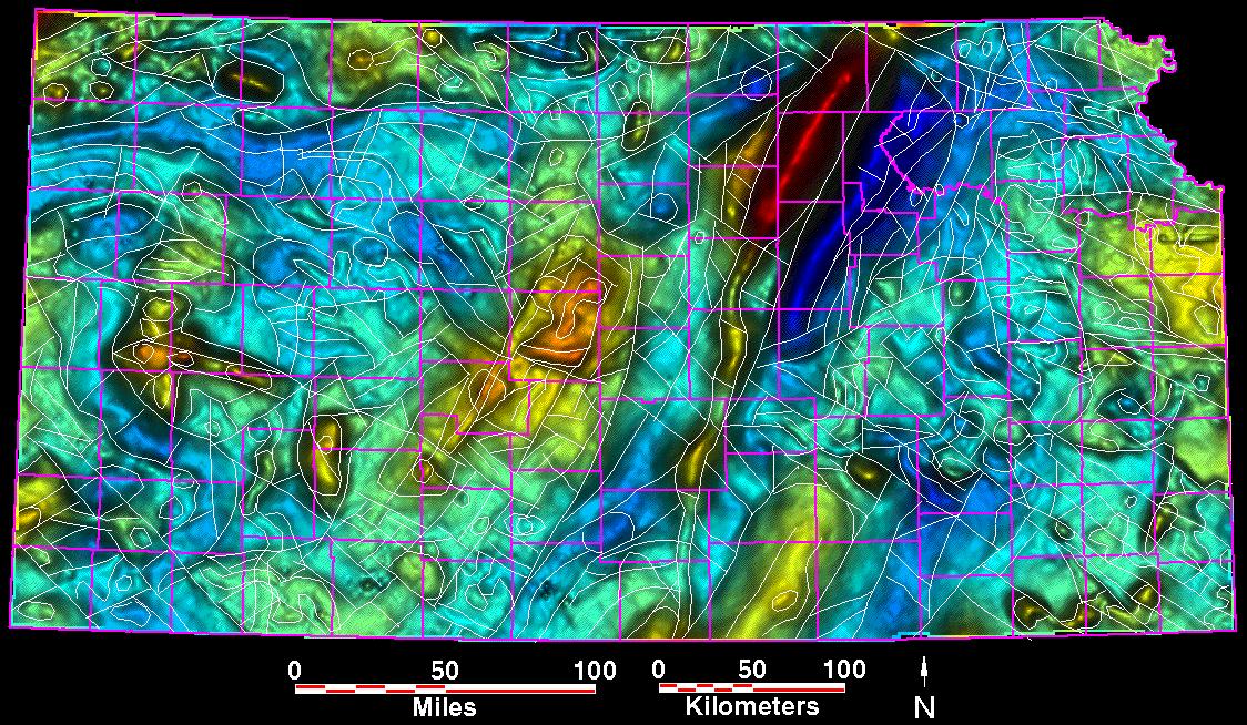 Smaller gravity map of Kansas