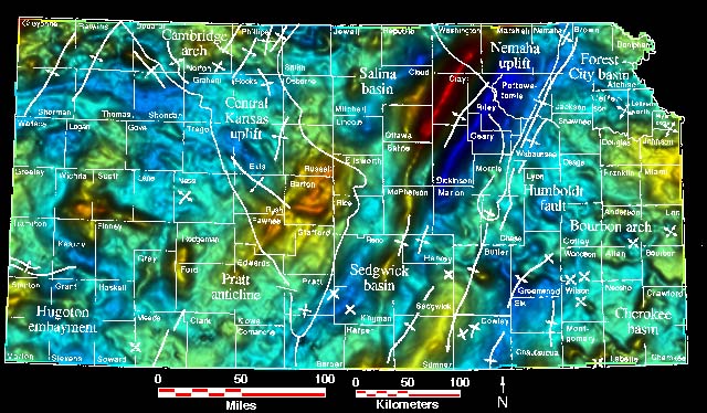 Smaller gravity map of Kansas