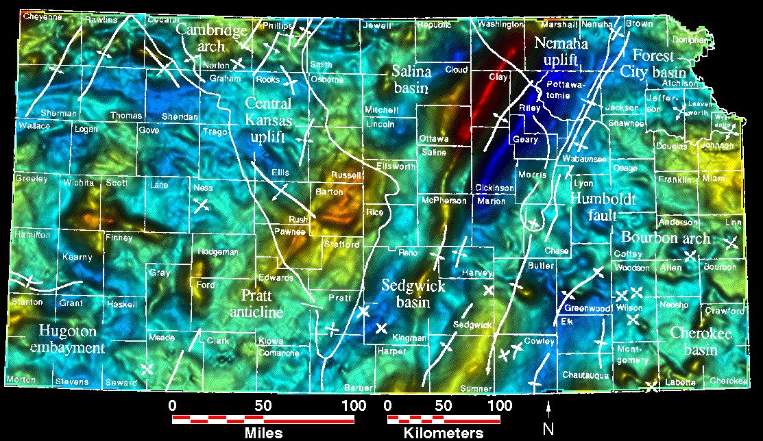 Smaller gravity map of Kansas