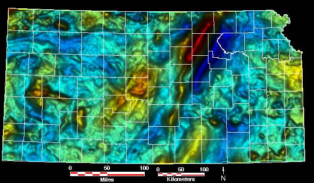 Smaller gravity map of Kansas