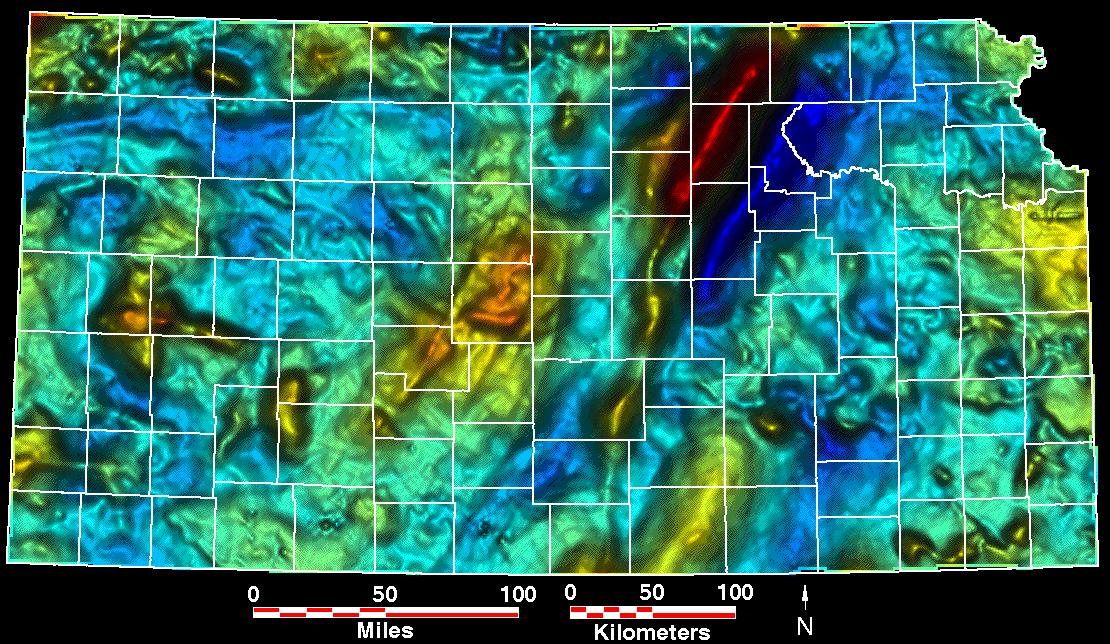 Smaller gravity map of Kansas