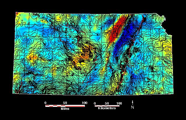 Smaller gravity map of Kansas