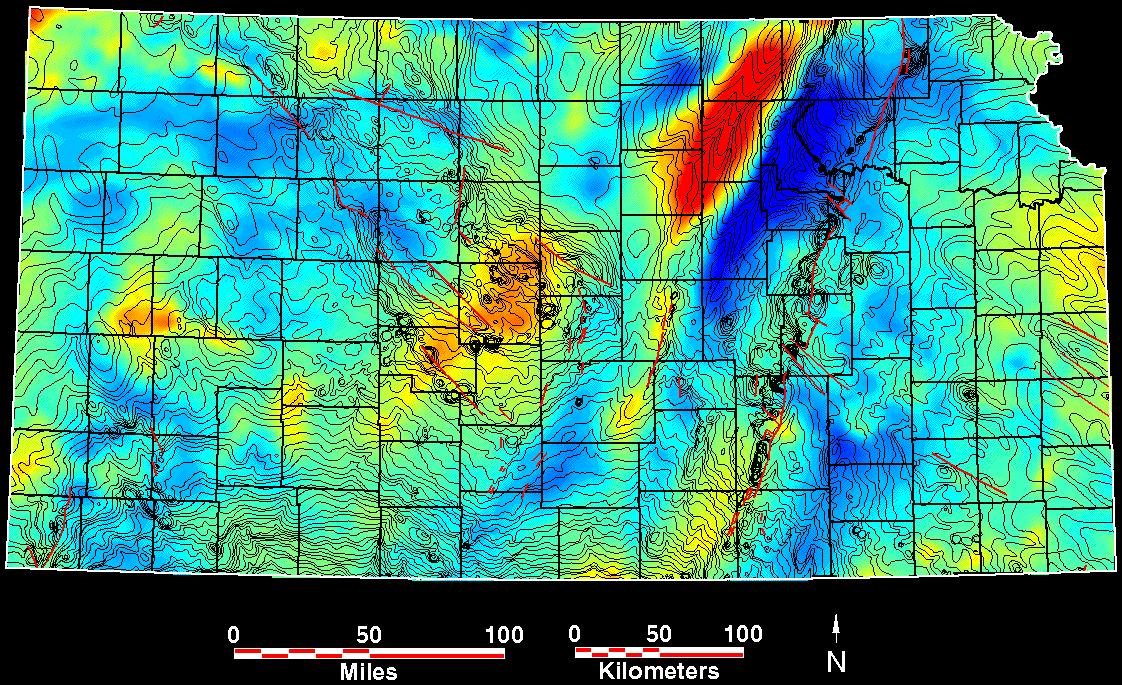 Smaller gravity map of Kansas