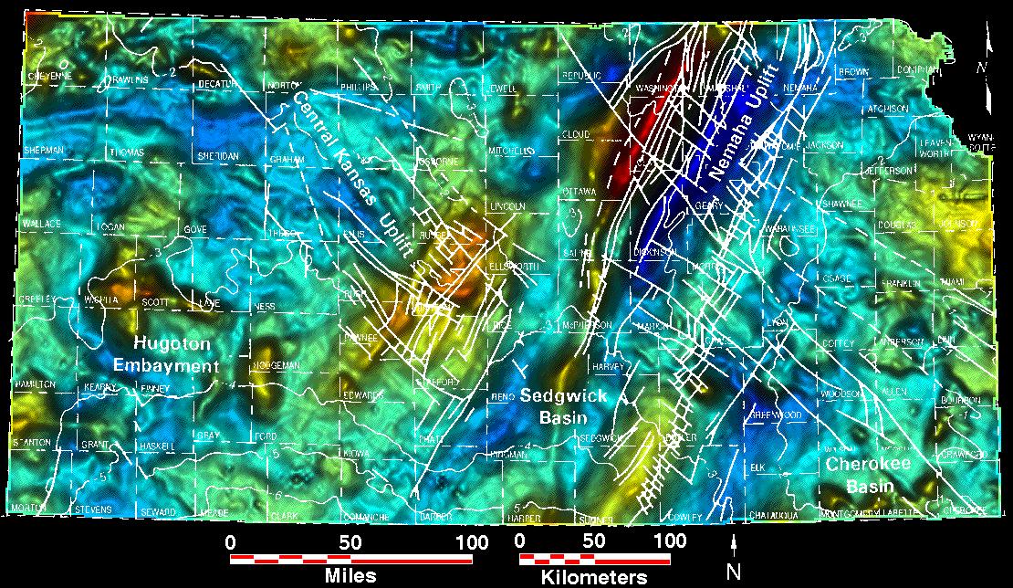 Smaller gravity map of Kansas