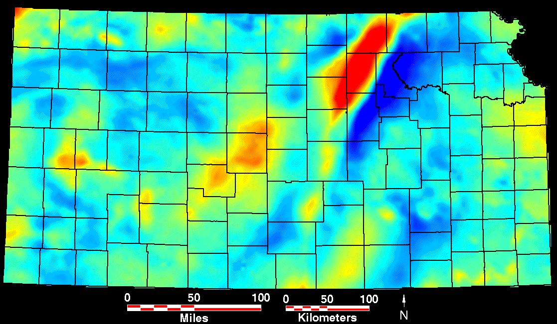 Smaller gravity map of Kansas