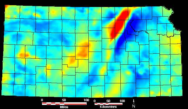 Smaller gravity map of Kansas