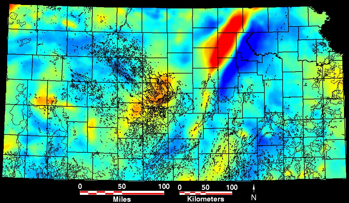 Smaller gravity map of Kansas