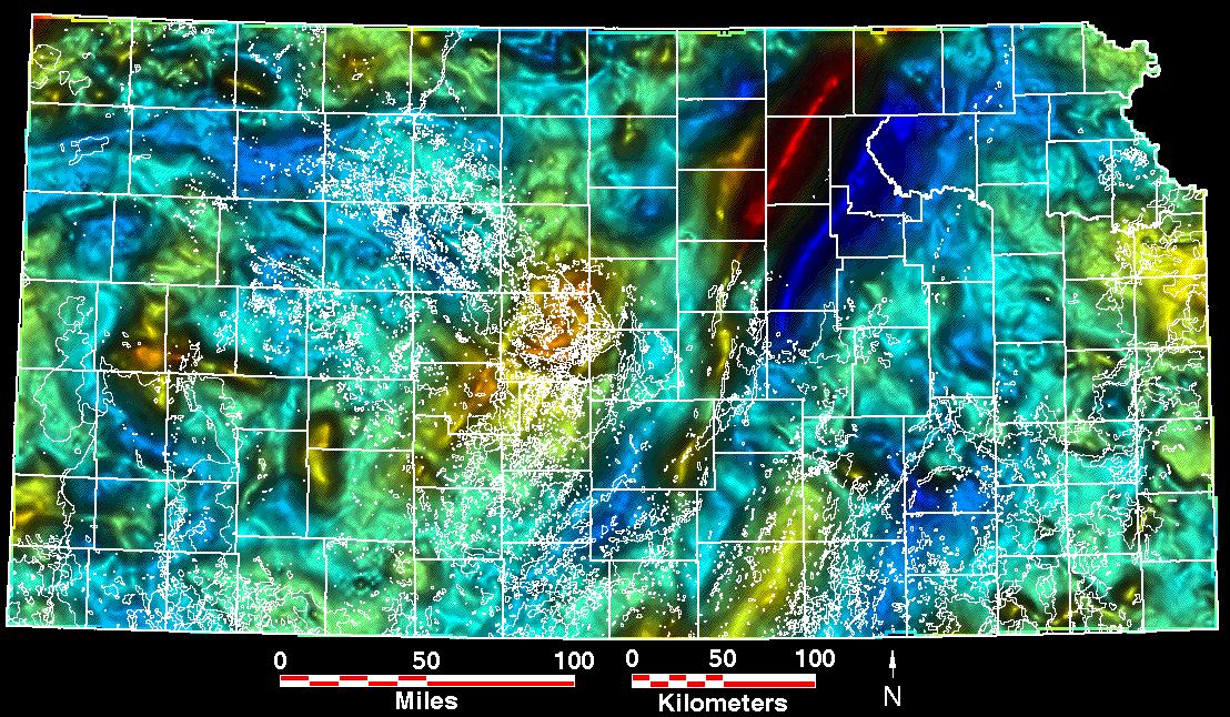 Smaller gravity map of Kansas