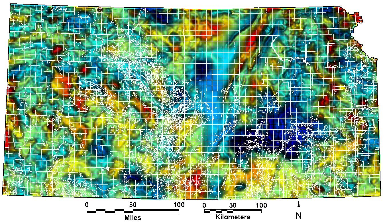 Large magnetic map of Kansas