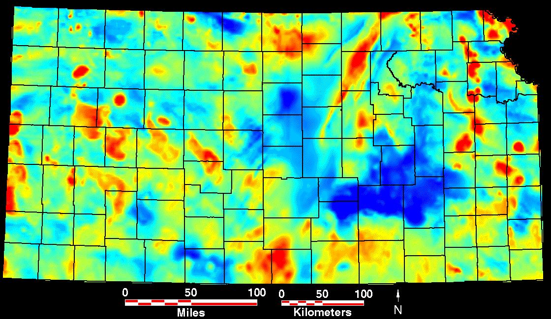 Smaller magnetic map of Kansas