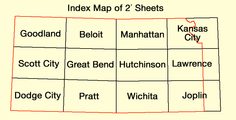 index map of Kansas 2-degree quadrangles