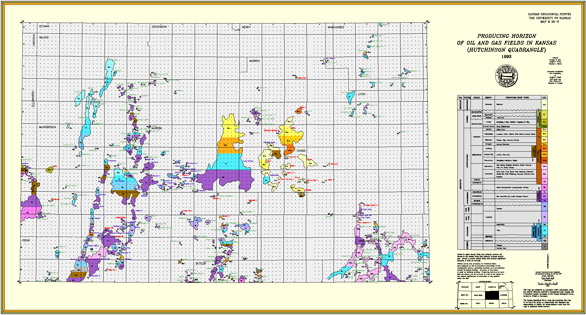 Hutchinson quadrangle oil and gas fields
