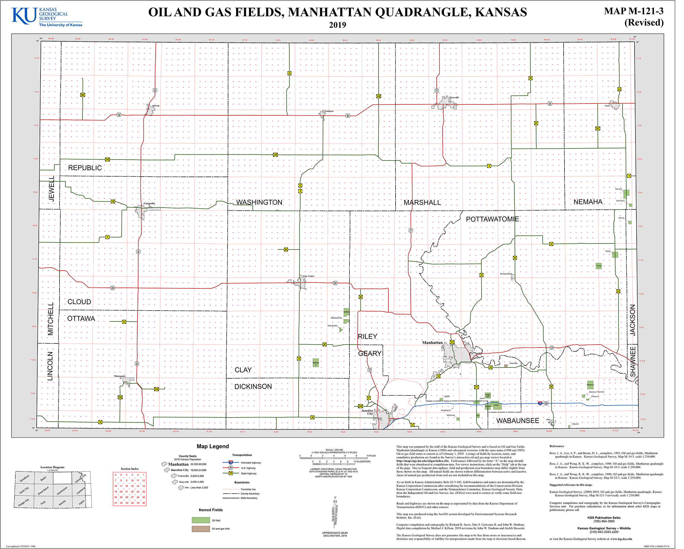 Manhattan quadrangle oil and gas fields