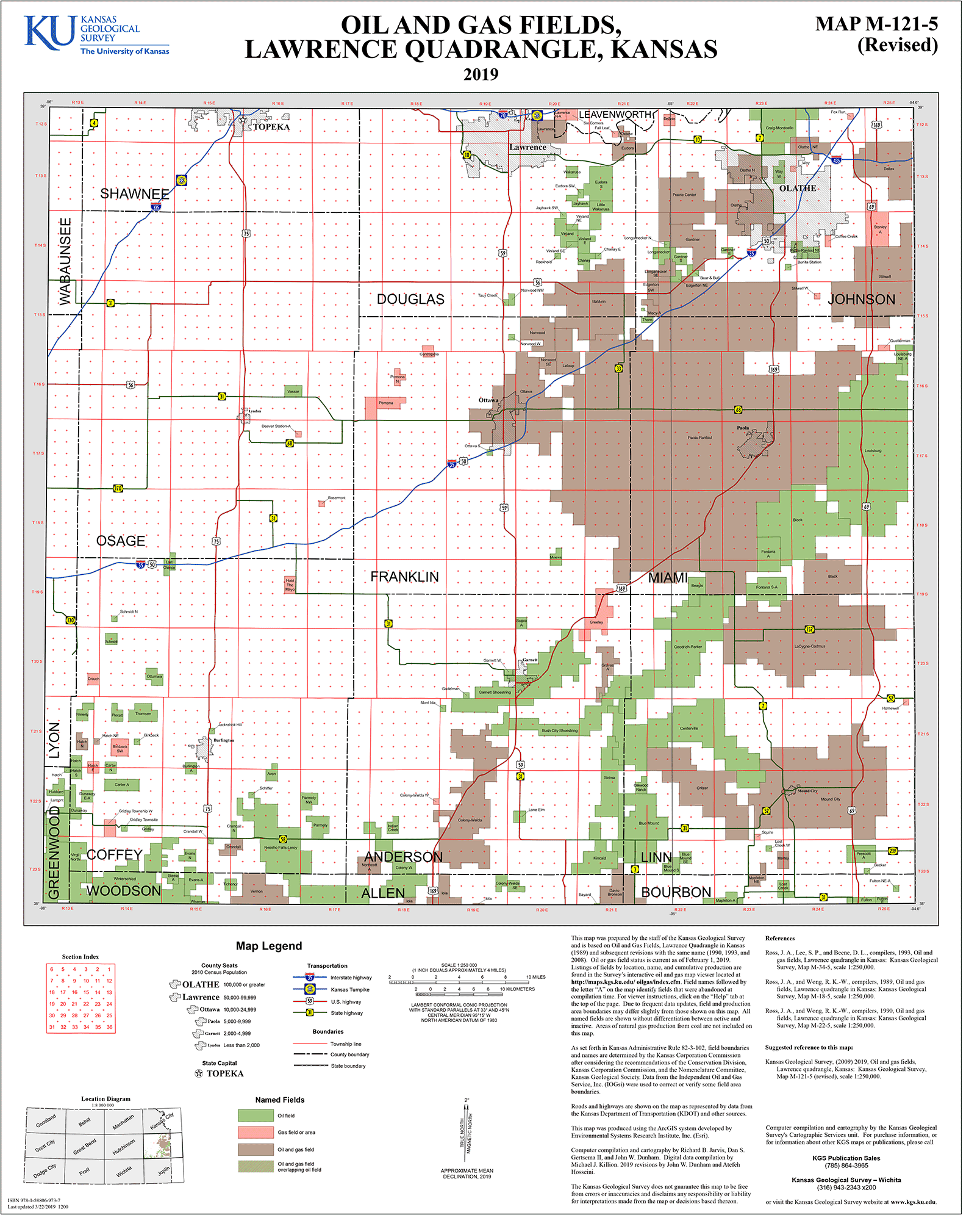 Lawrence quadrangle oil and gas fields