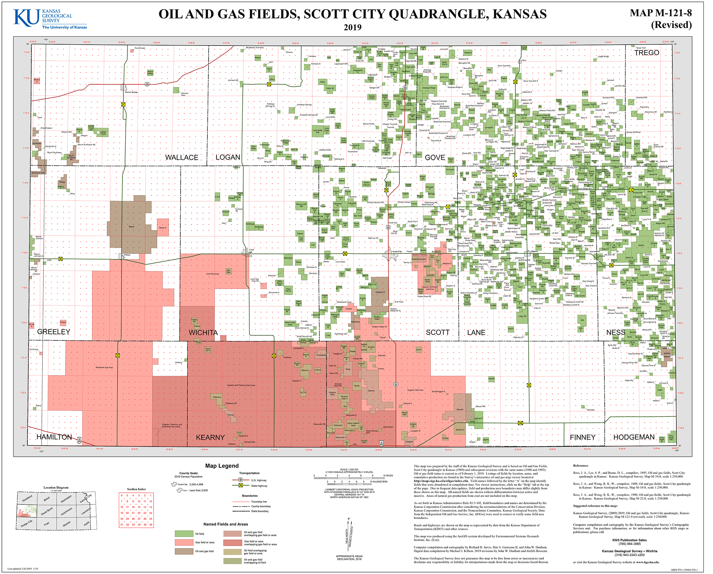 Scott City quadrangle oil and gas fields