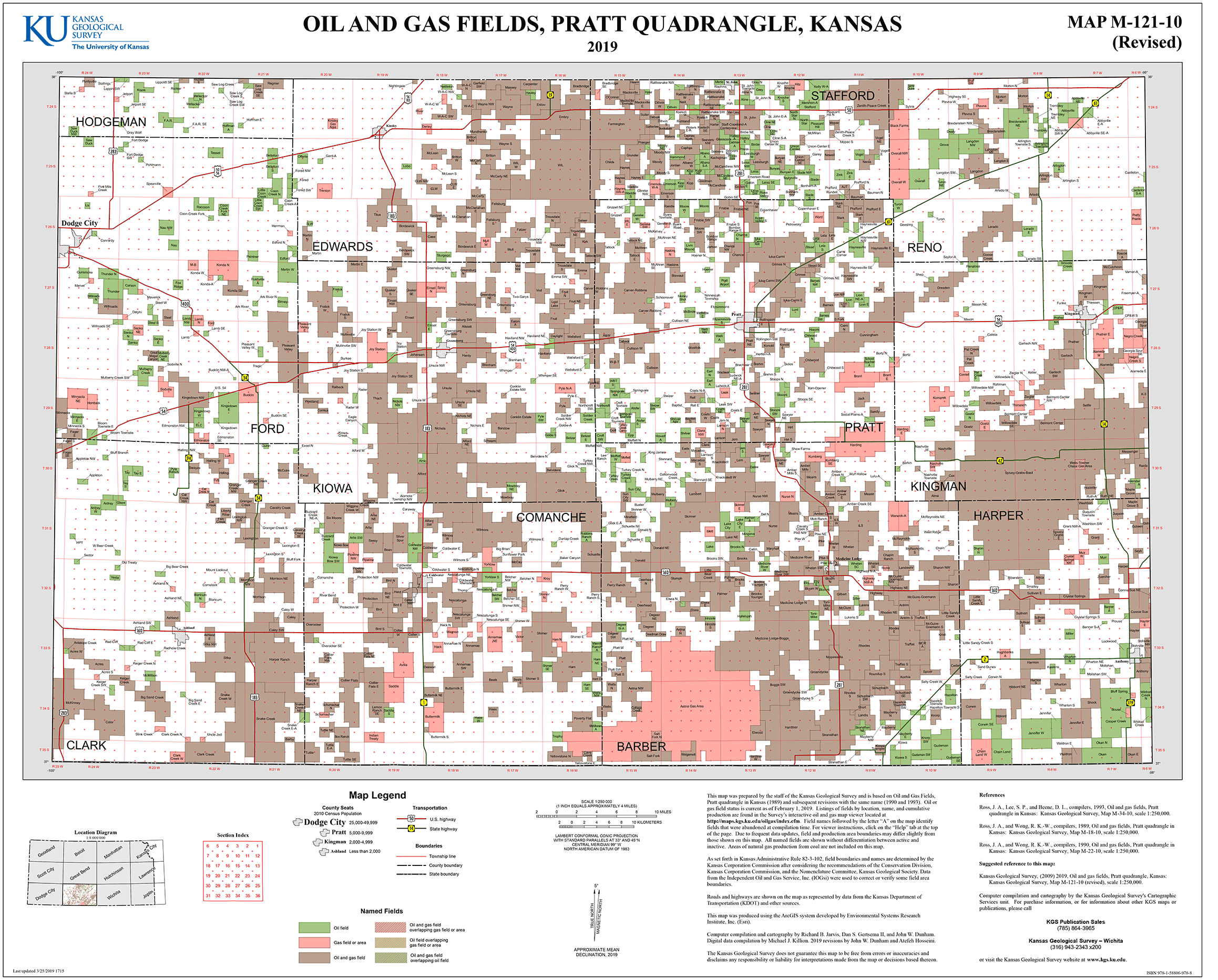 Pratt quadrangle oil and gas fields