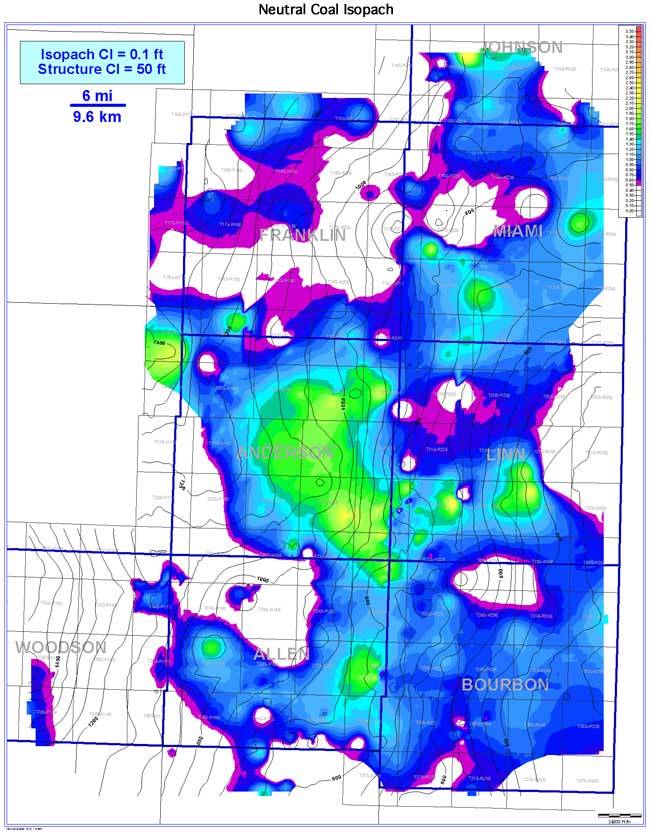 color isopach map of Neutral Coal