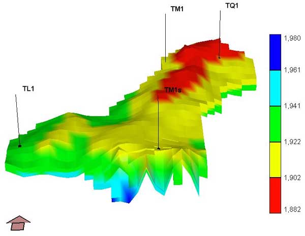 Highest points near TQ1 and northern TM1, drops to south (TM1s) and southwest (TL1).