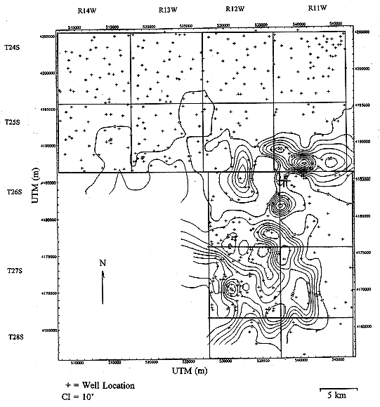 Isopach map of the Lopwer Cimarron Salt.