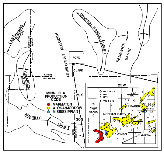 map of the Hugoton embayment of southwest Kansas