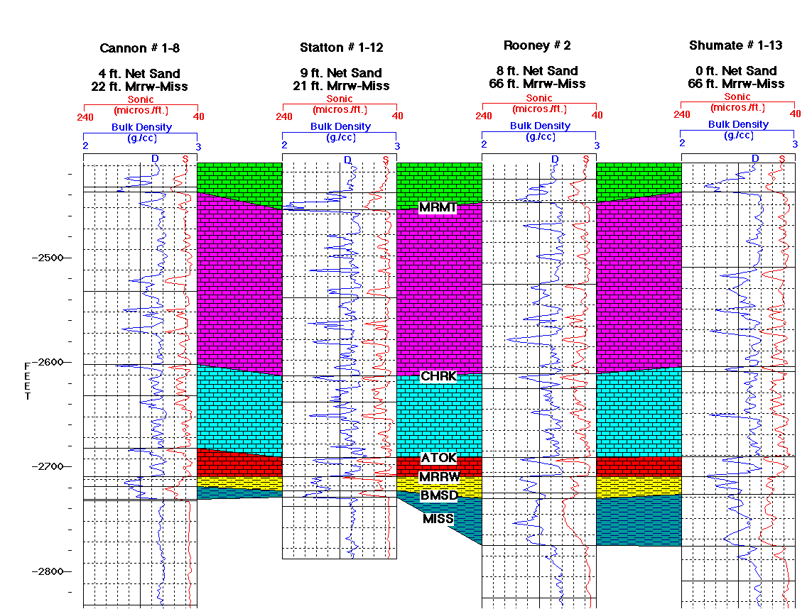 cross section showing log curves