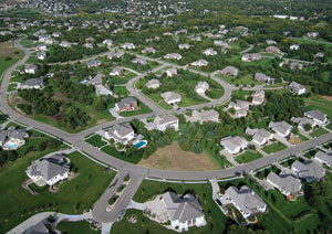 Photo from kite; modern housing development in Manhattan.