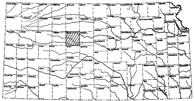 Ellis County is located in western Kansas, west of Russell County and east of Trego, north of Barton and south of Rooks.